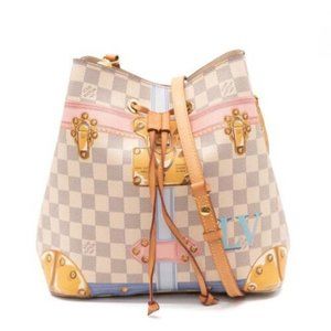 Summer Trunks Neonoe White Damier Azur Canvas Shoulder Bag